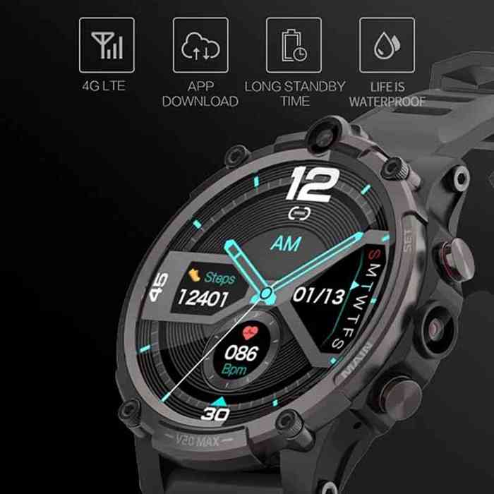 ZiKEEX V20 Max 4G LTE Dual Camera Android Smartwatch (2GB + 16GB)
